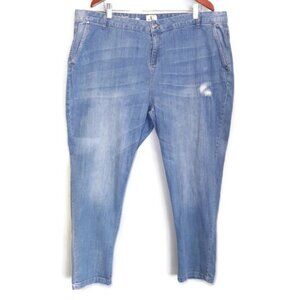 💙d/C Slightly Curvy Distressed Stitch Skinny Jeans Faded Denim
